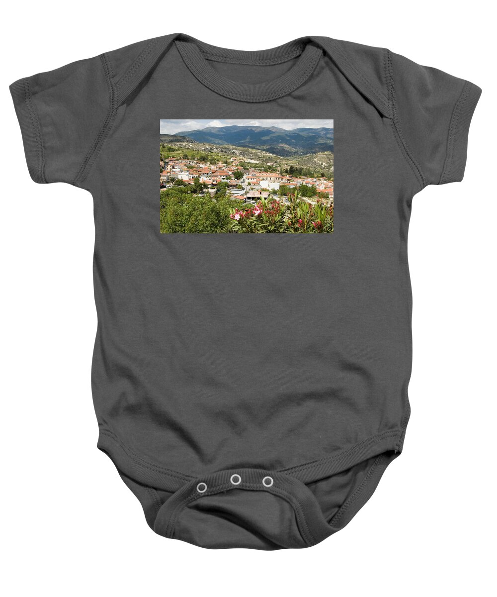 Flower Baby Onesie featuring the photograph Omodhos Village by Jeremy Voisey
