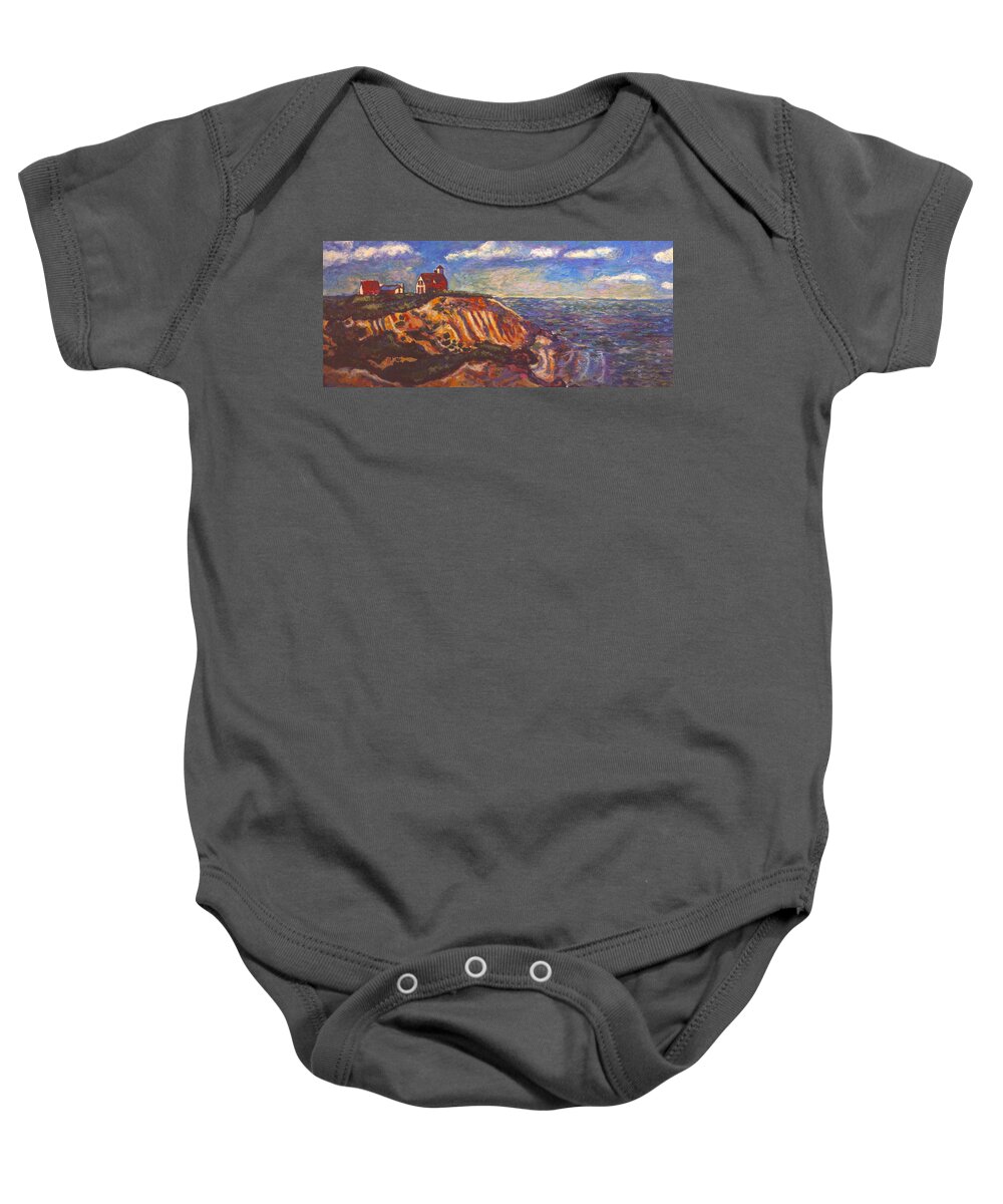 Homes Baby Onesie featuring the painting On a Cliff by Kendall Kessler