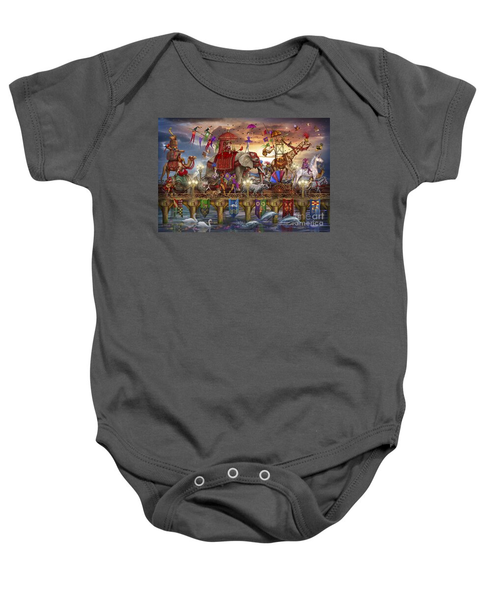 Marching Baby Onesie featuring the digital art One Way Traffic by MGL Meiklejohn Graphics Licensing