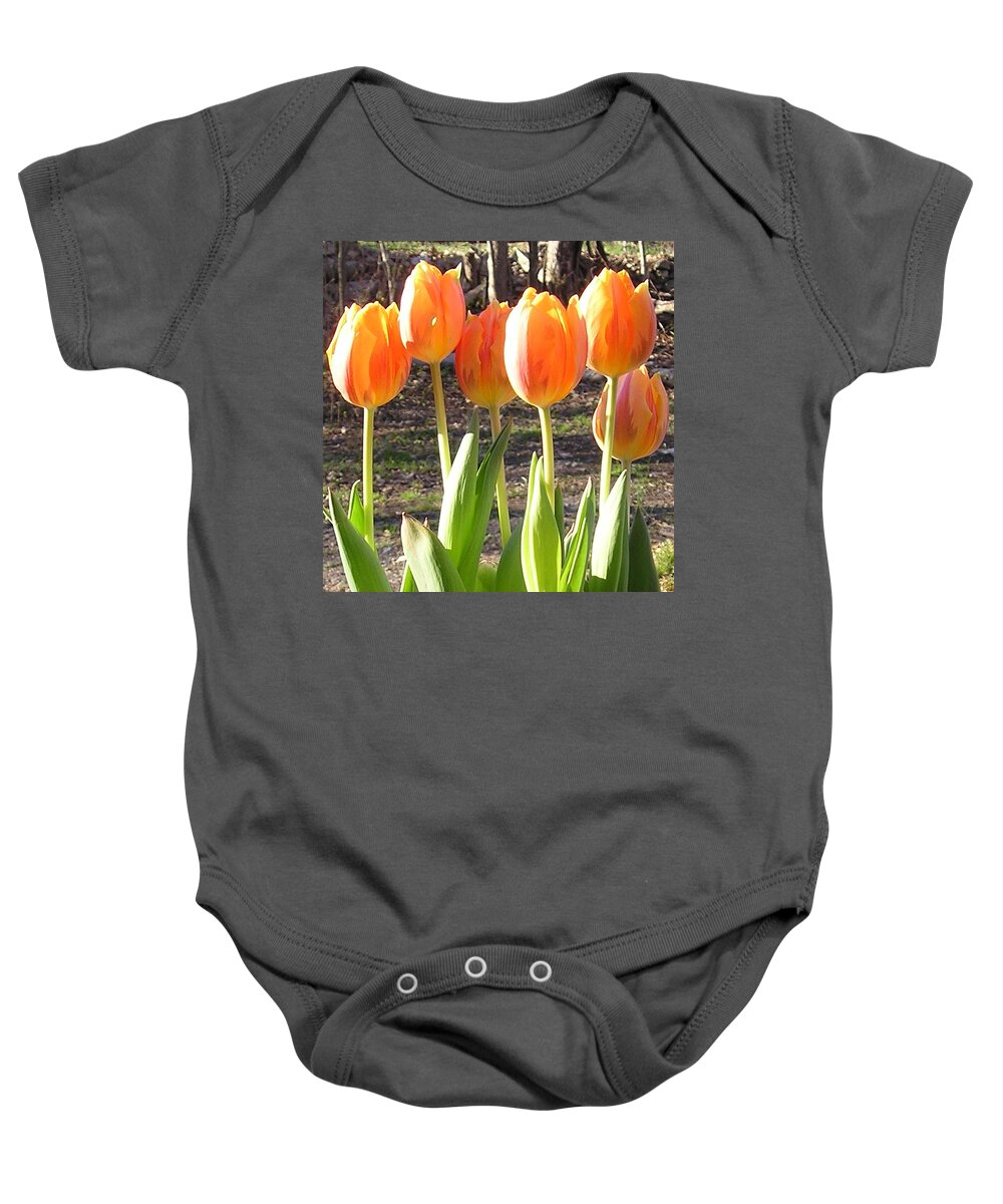 Tulip Baby Onesie featuring the photograph Orange Tulips by R Allen Swezey