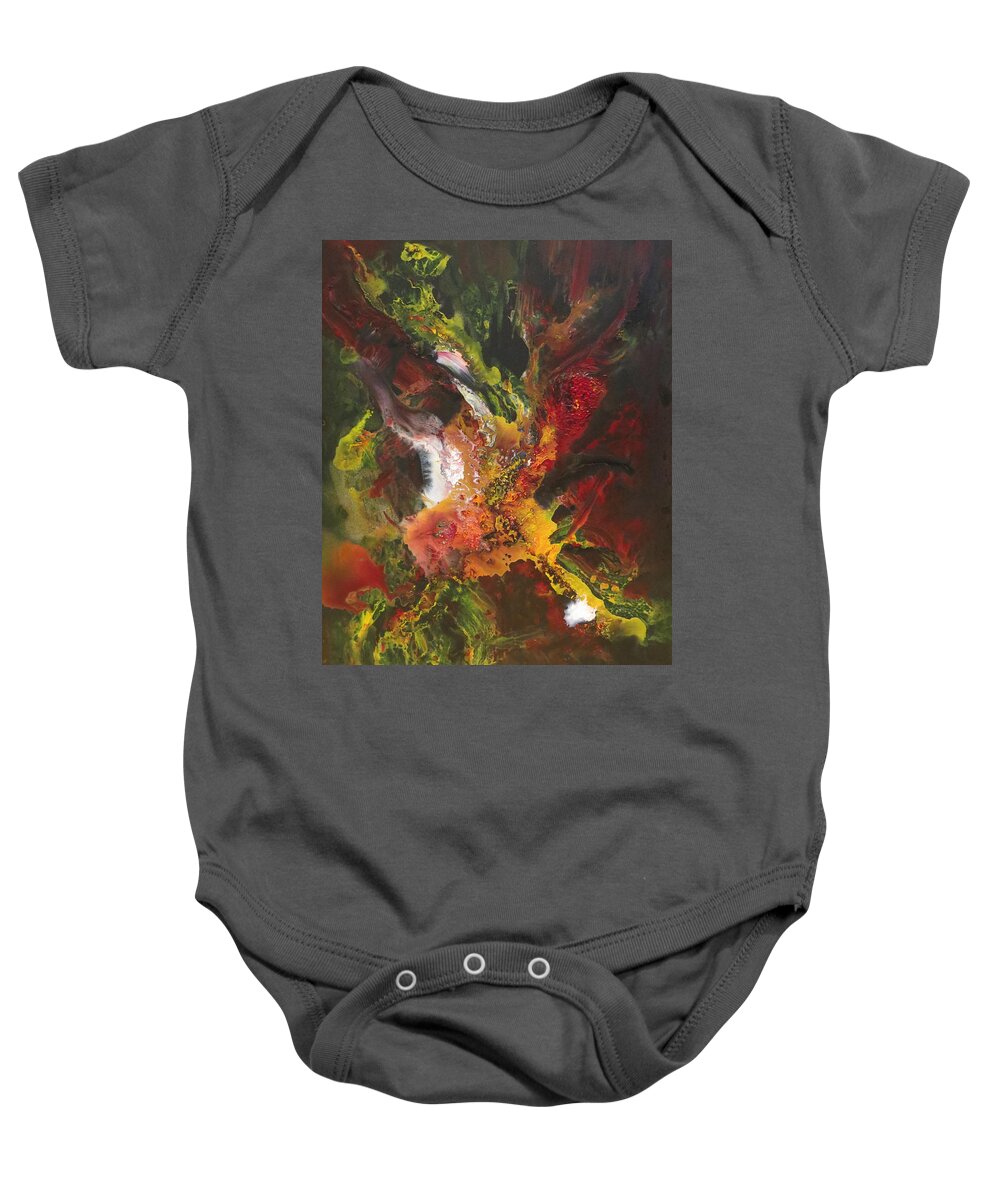Abstract Baby Onesie featuring the painting Orchid by Soraya Silvestri