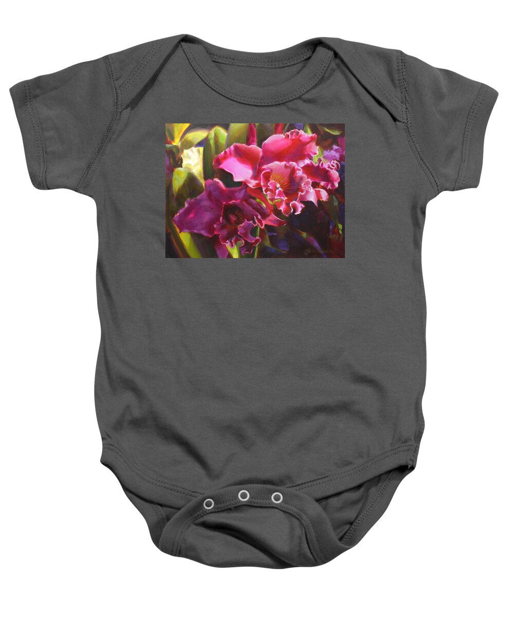 Orchid Baby Onesie featuring the painting Orchids in Magenta by K Whitworth