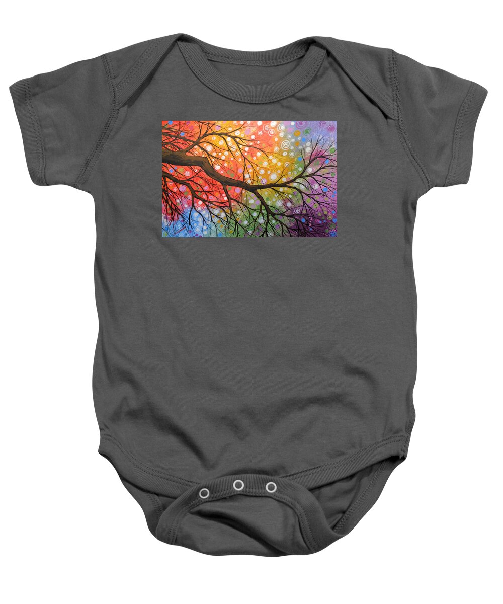 Nature Baby Onesie featuring the painting Original Abstract Painting Landscape Print ... Bursting Sky by Amy Giacomelli