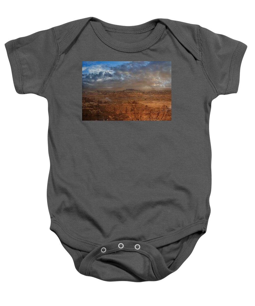 Badlands Baby Onesie featuring the photograph Painted by Nature by Judy Hall-Folde