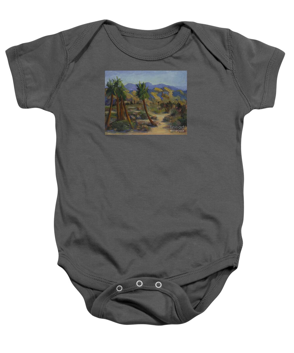 Palms Baby Onesie featuring the painting Palms in abstract by Maria Hunt