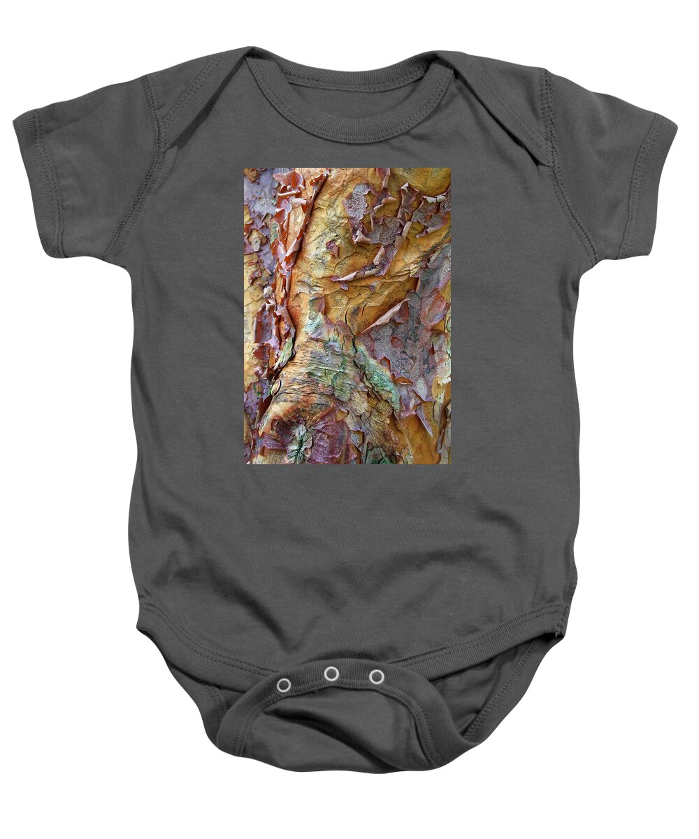 Tree Baby Onesie featuring the photograph Paperbark Abstract by Jessica Jenney