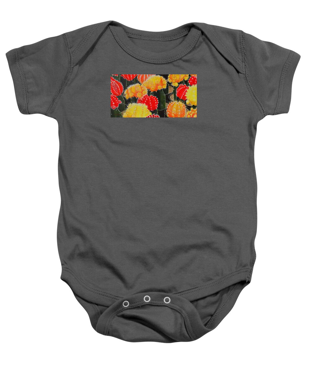 Cactus Baby Onesie featuring the painting Party Girls by Donna Manaraze