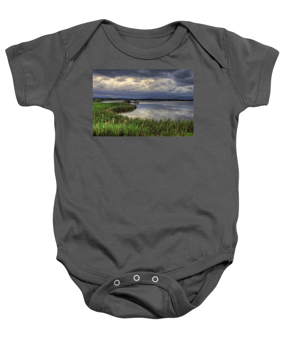 Reflection Baby Onesie featuring the photograph Peaceful evening at the lake by Ivan Slosar