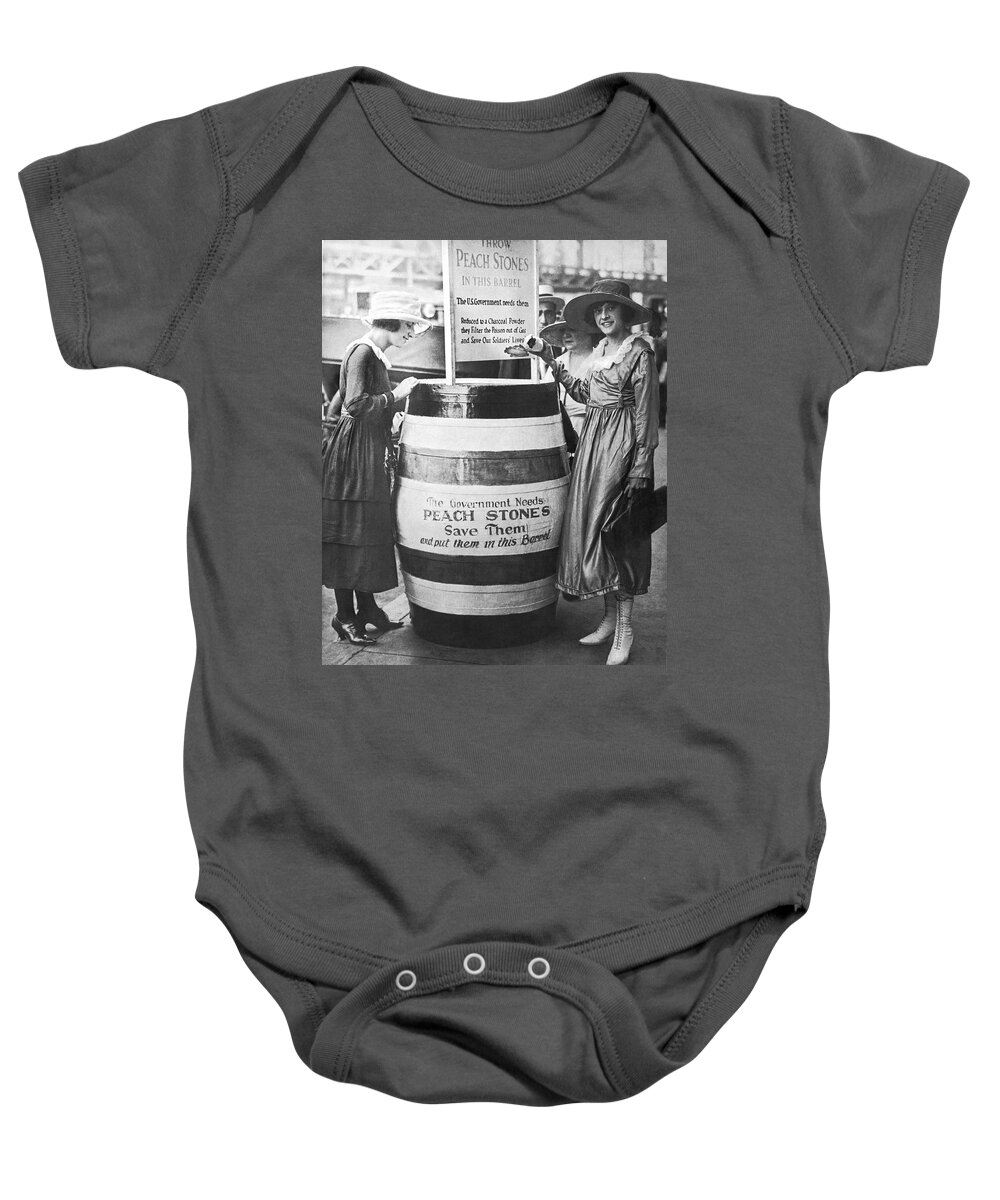 1910's Baby Onesie featuring the photograph Peach Pits For Poison Gas by Underwood Archives
