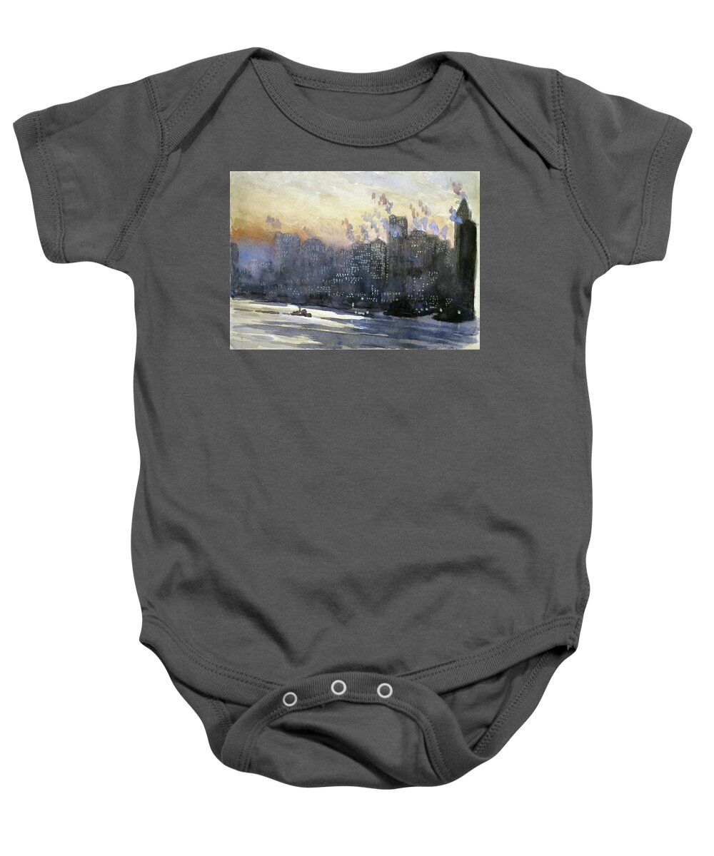 1924 Baby Onesie featuring the painting Pennell New York City, 1924 by Granger