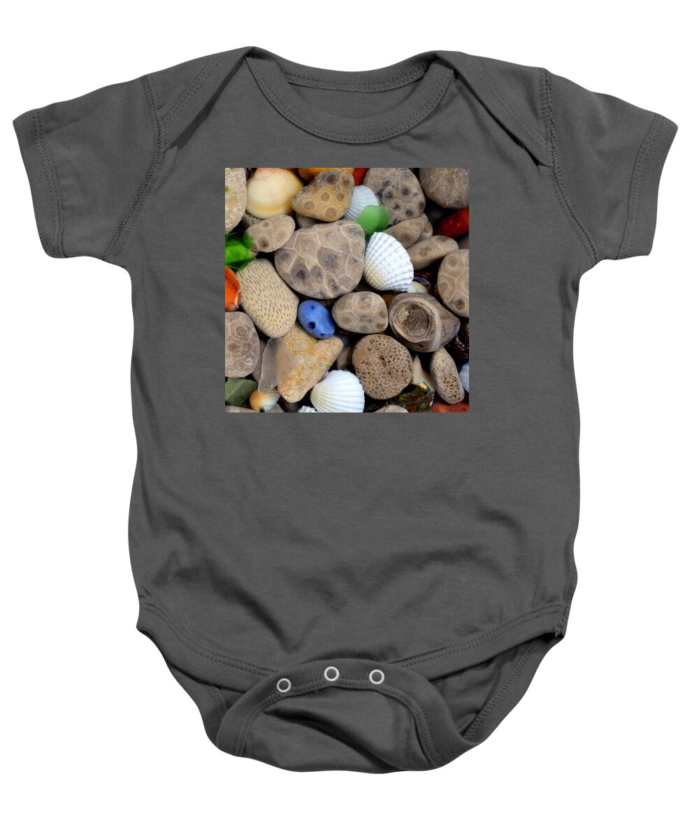 Square Baby Onesie featuring the photograph Petoskey Stones V by Michelle Calkins