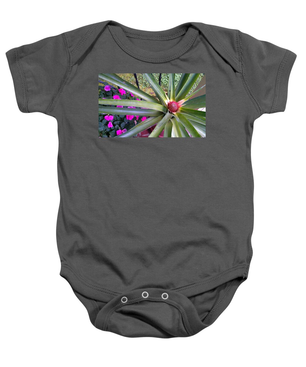 Pineapple Baby Onesie featuring the photograph Pineapple Plant Blooms by Kenny Glover