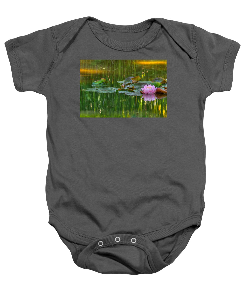 California Baby Onesie featuring the photograph Pink Lotus Flower by Beth Sargent