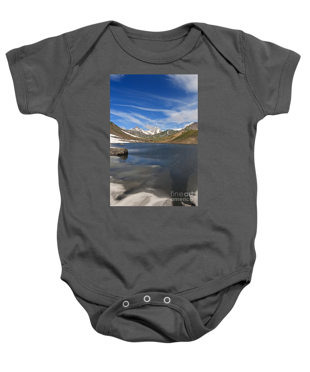 Alpine Baby Onesie featuring the photograph Pointe Rousse lake - vertical composition by Antonio Scarpi