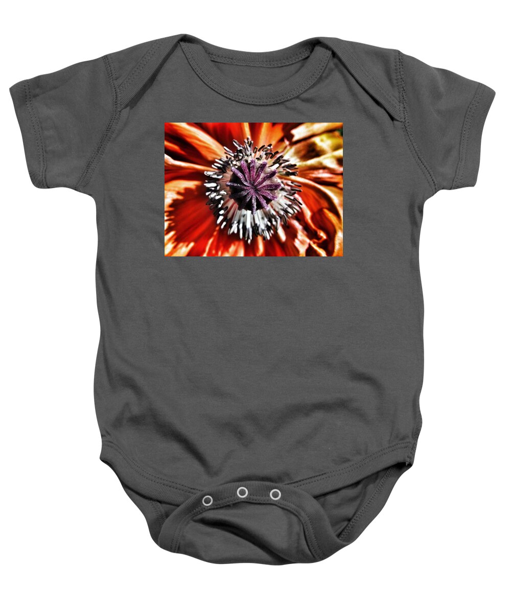 Poppy Baby Onesie featuring the photograph Poppy - Macro Fine Art Photography by Marianna Mills