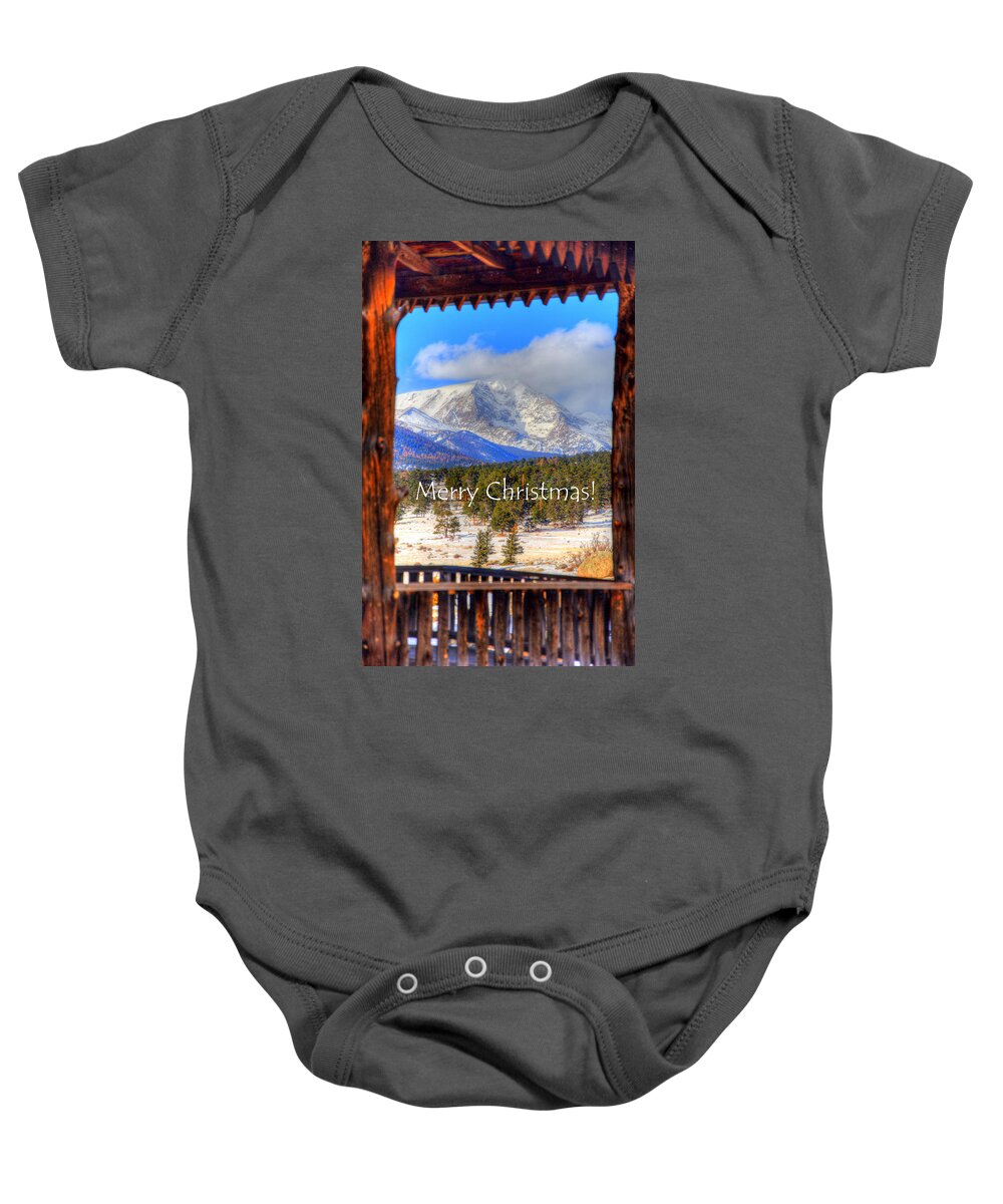 Merry Baby Onesie featuring the photograph Porch View Christmas 4166 by Jerry Sodorff