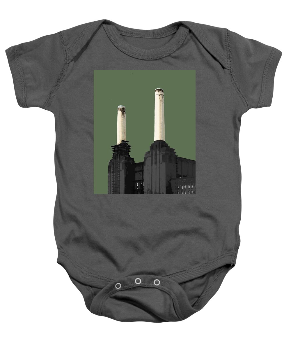 Eye Baby Onesie featuring the mixed media Power - Olive GREEN by BFA Prints