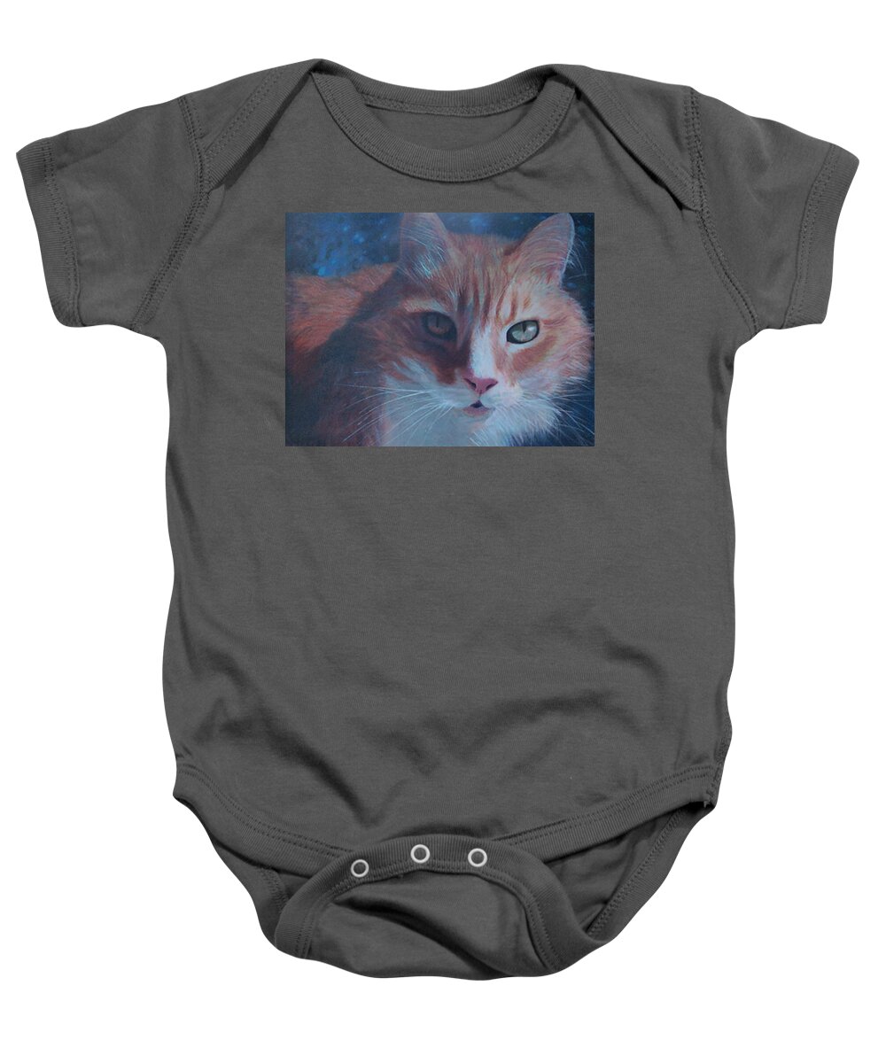 Cat Baby Onesie featuring the painting Pretty Kitty by Blue Sky
