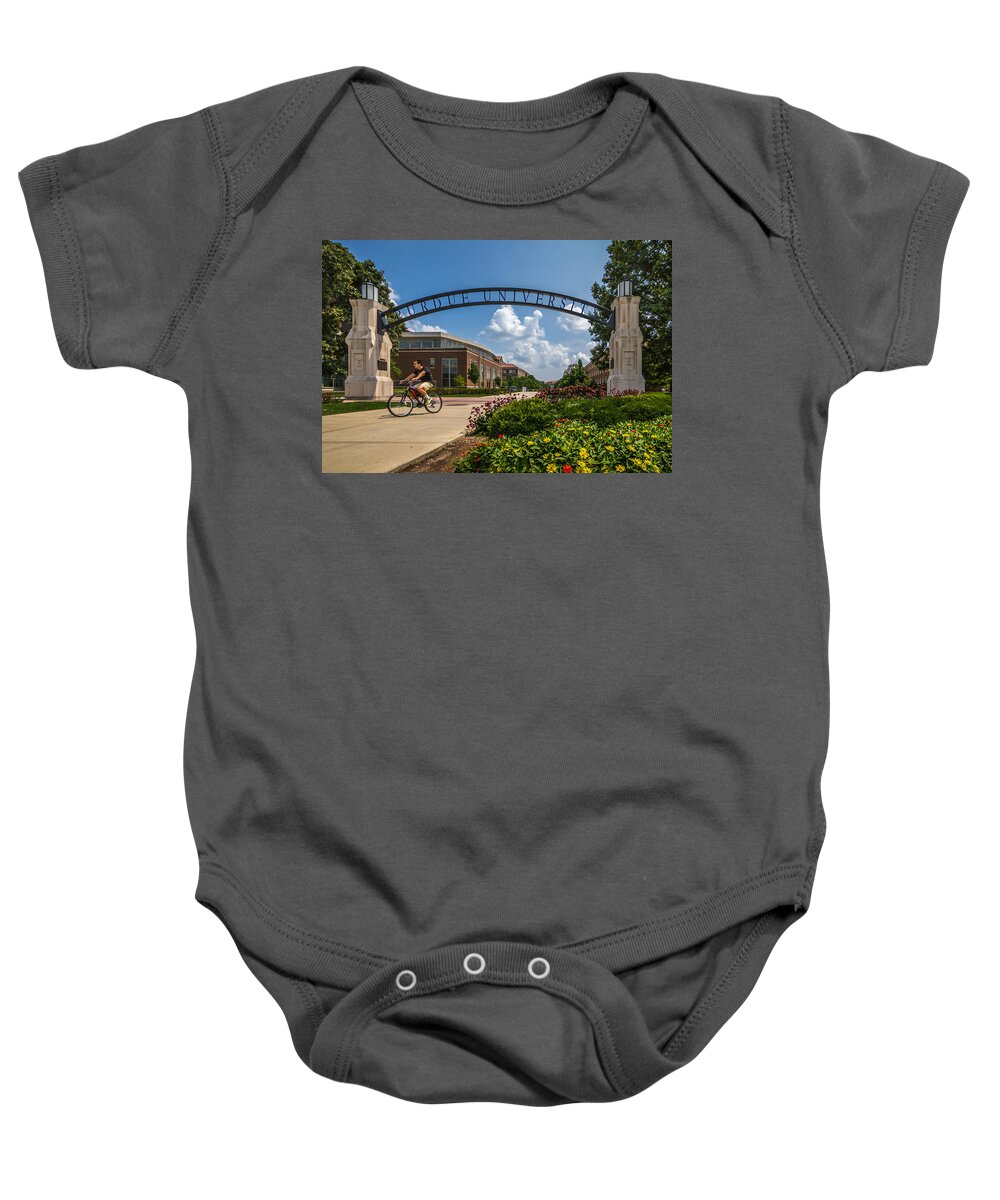 Indiana Baby Onesie featuring the photograph Purdue University by Ron Pate