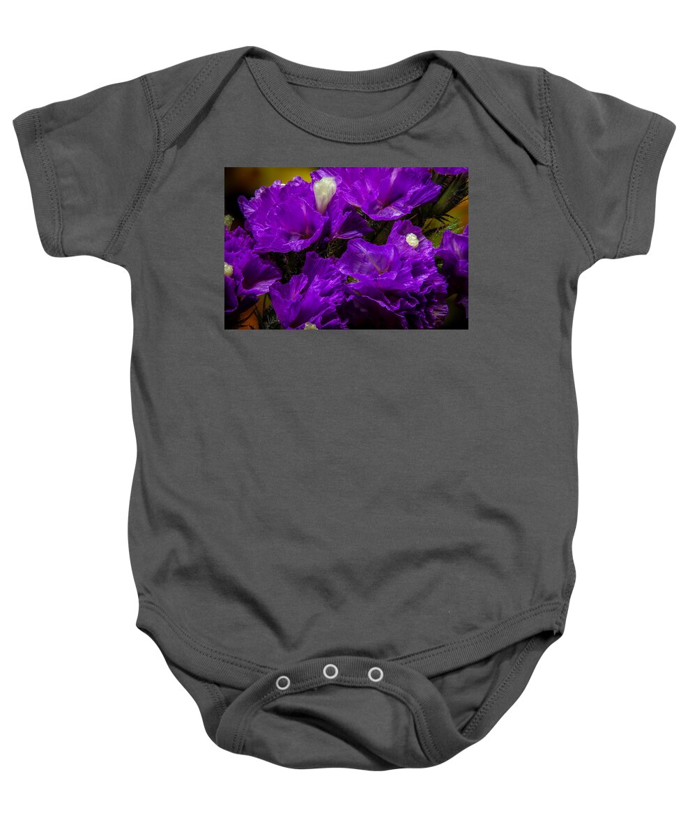 Flower Baby Onesie featuring the photograph Purple Statice by Ron Pate