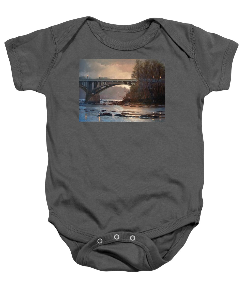 River Baby Onesie featuring the painting Rainy River by Blue Sky
