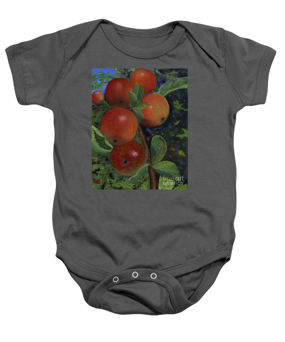 Apples Baby Onesie featuring the painting Ready to Pick by Ginny Neece