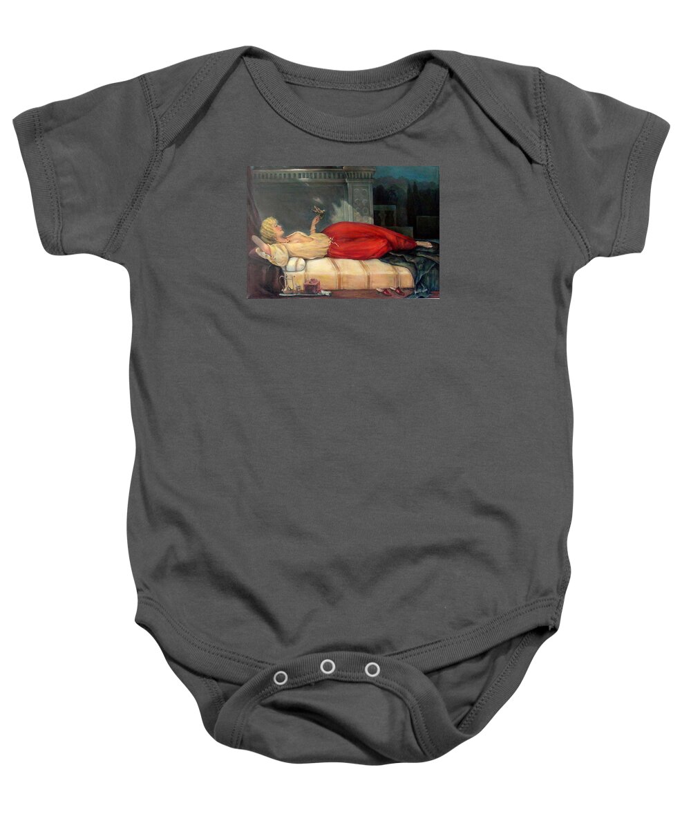 Reclining Woman Baby Onesie featuring the painting Reclining Woman by Donna Tucker