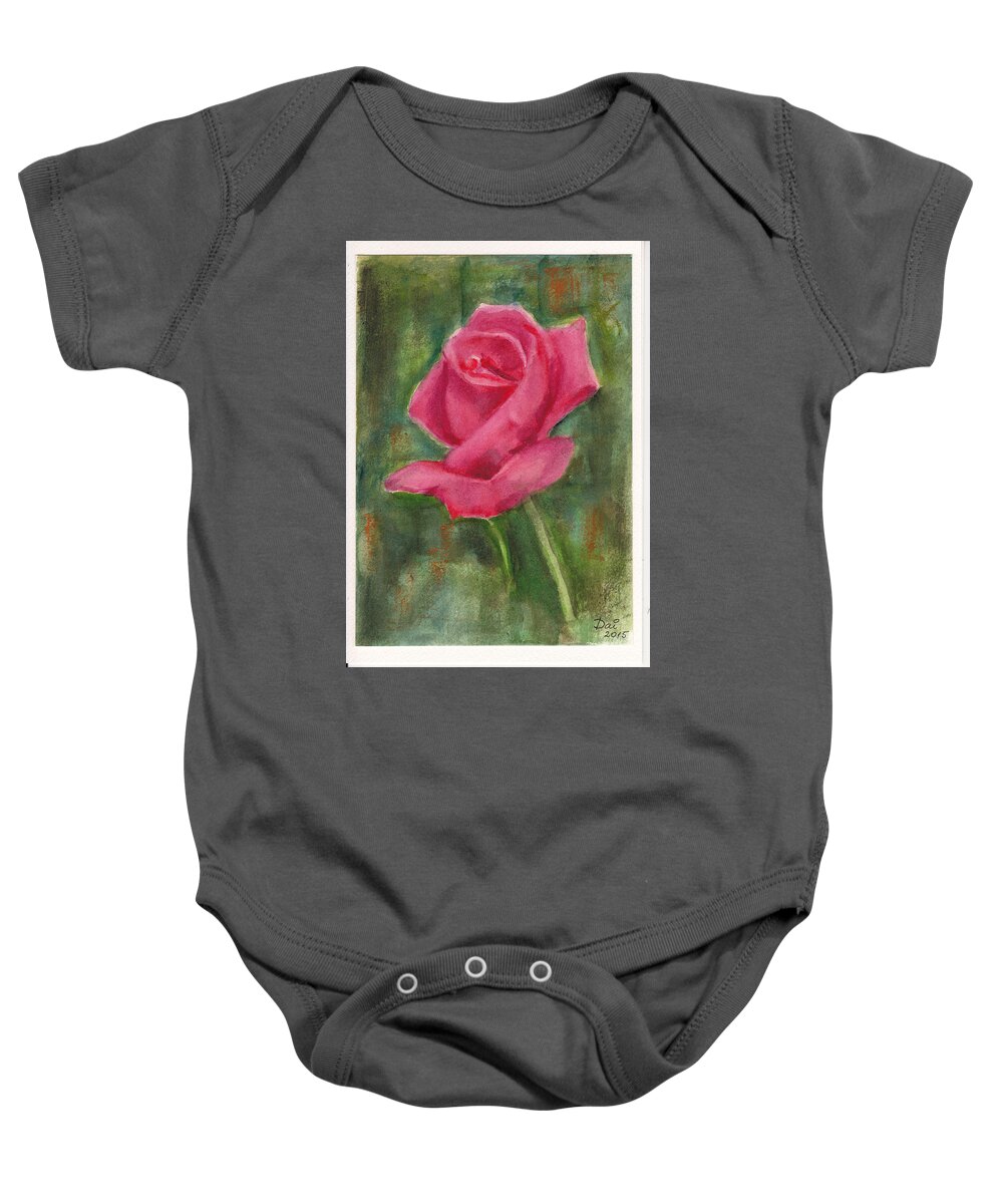 Flower Baby Onesie featuring the painting Red Valentine Rose 2015 by Dai Wynn