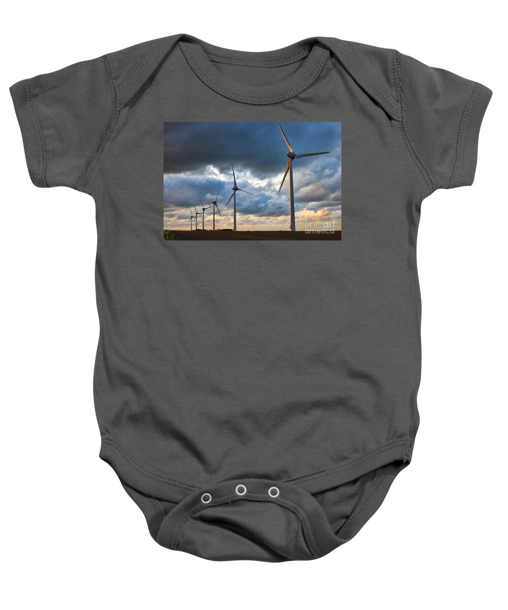 Windmill Baby Onesie featuring the photograph Renewable Energy by Olivier Le Queinec