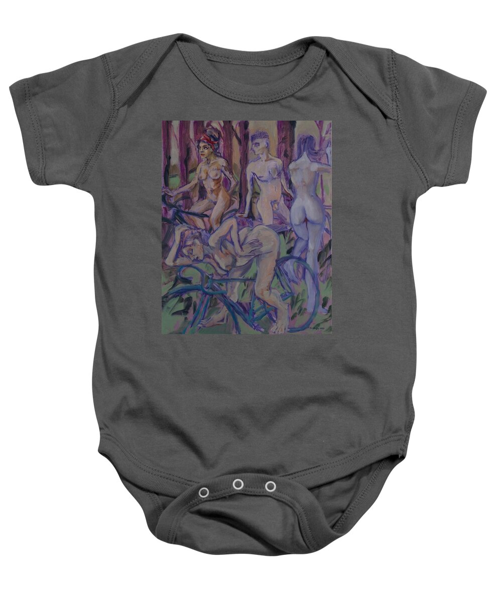 Amy Winehouse Baby Onesie featuring the painting Rest on country ride with Amy by Peregrine Roskilly