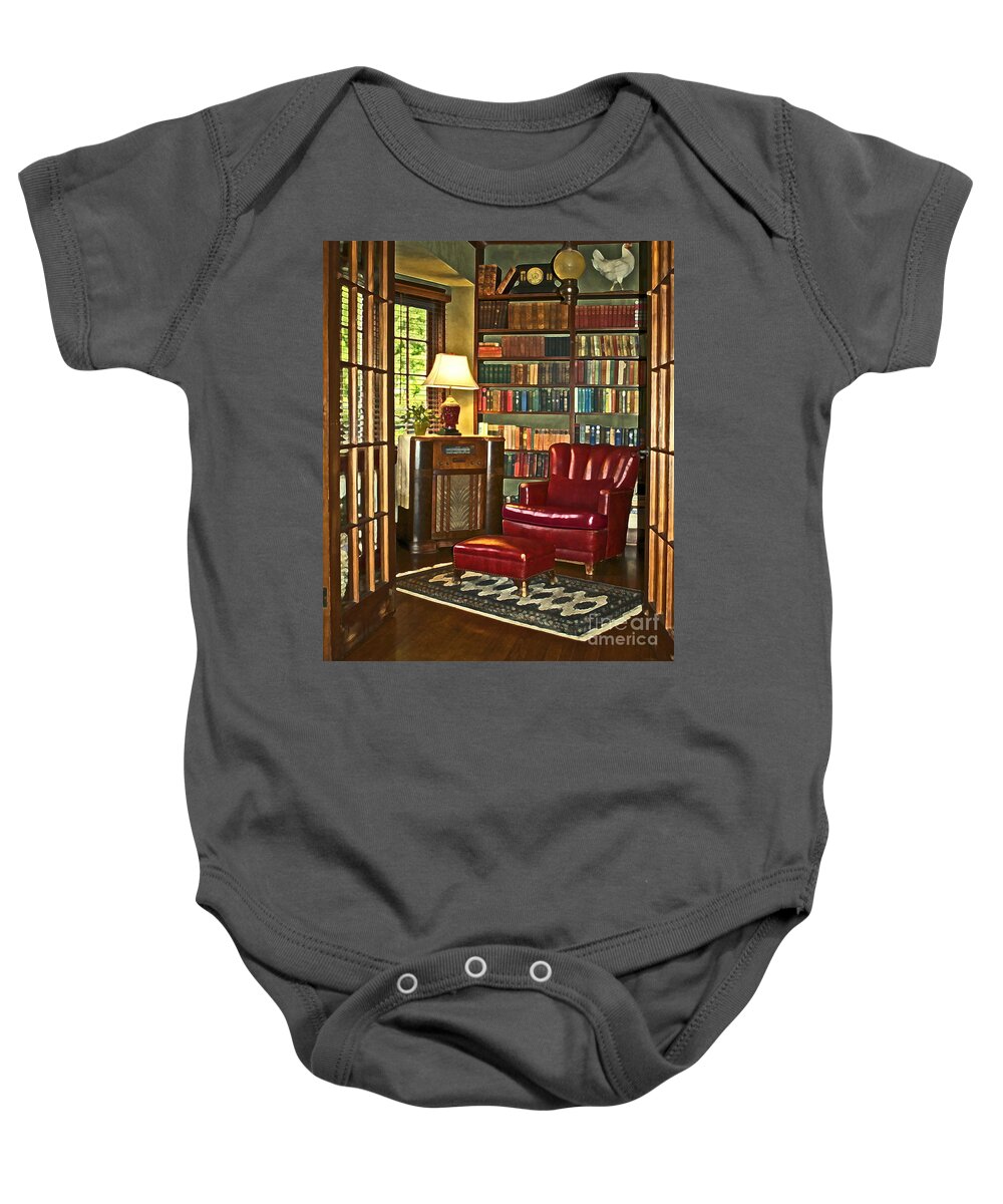 Library Baby Onesie featuring the photograph Retreat by Gwyn Newcombe