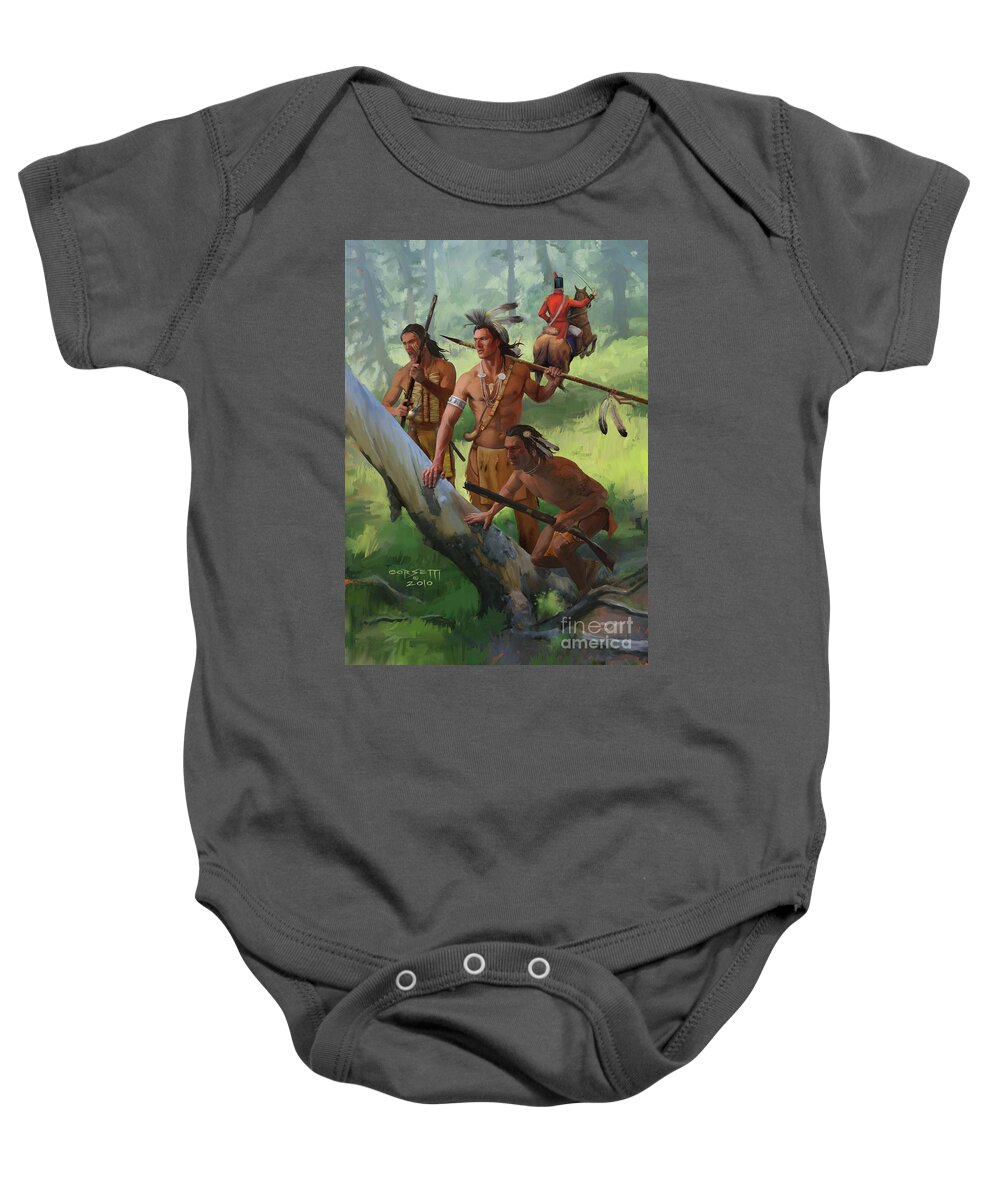  Indian Baby Onesie featuring the painting Ride away by Robert Corsetti