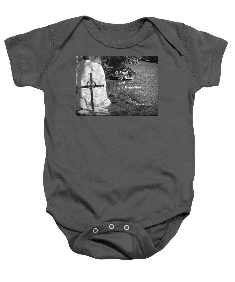 Lord Baby Onesie featuring the photograph Rock and Redeemer by Ella Kaye Dickey