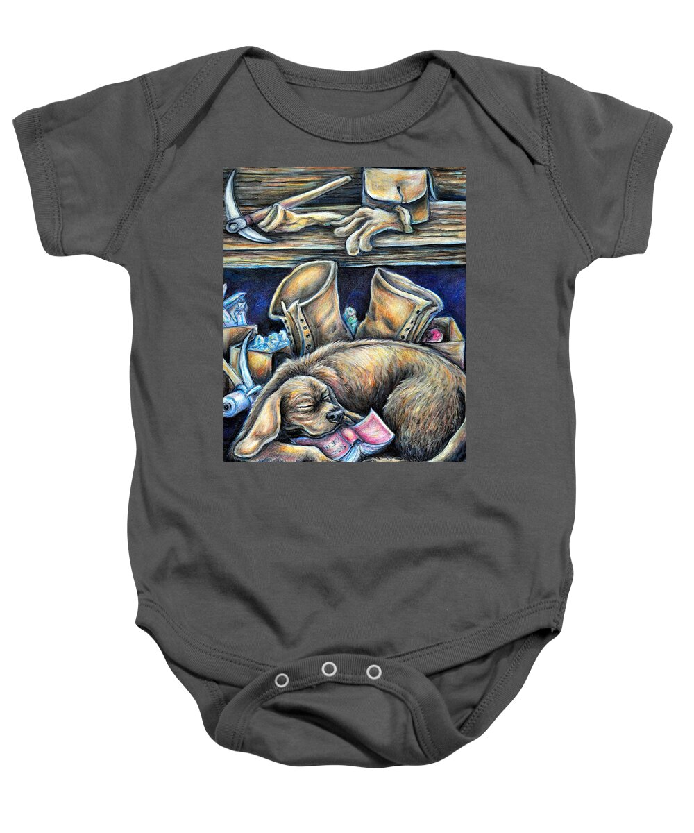 Animal Baby Onesie featuring the painting Rockhound by Gail Butler
