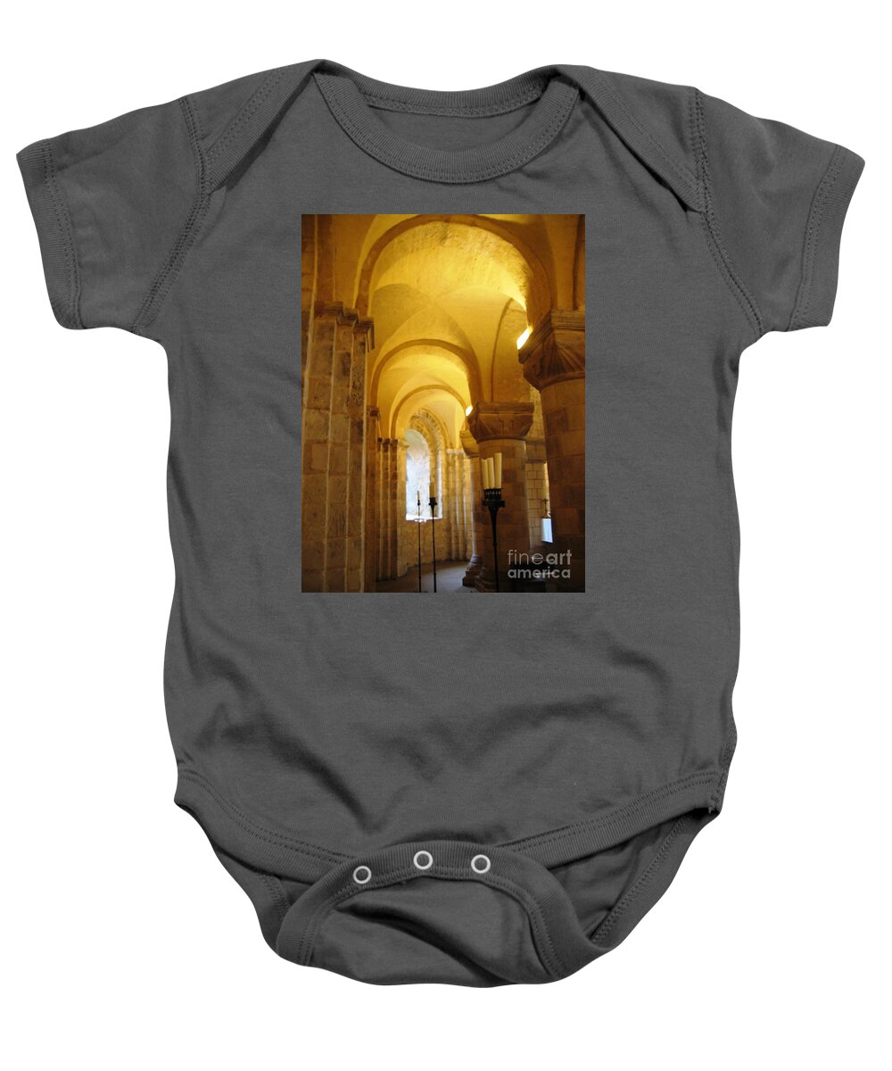 St. John's Chapel Baby Onesie featuring the photograph Romanesque by Denise Railey