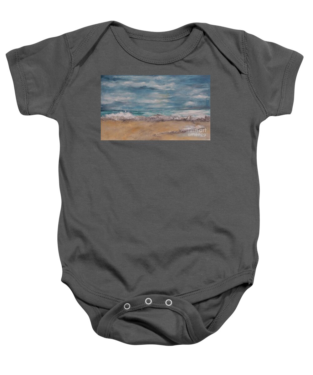 Modern Landscape Baby Onesie featuring the painting Sailboat by Graciela Castro