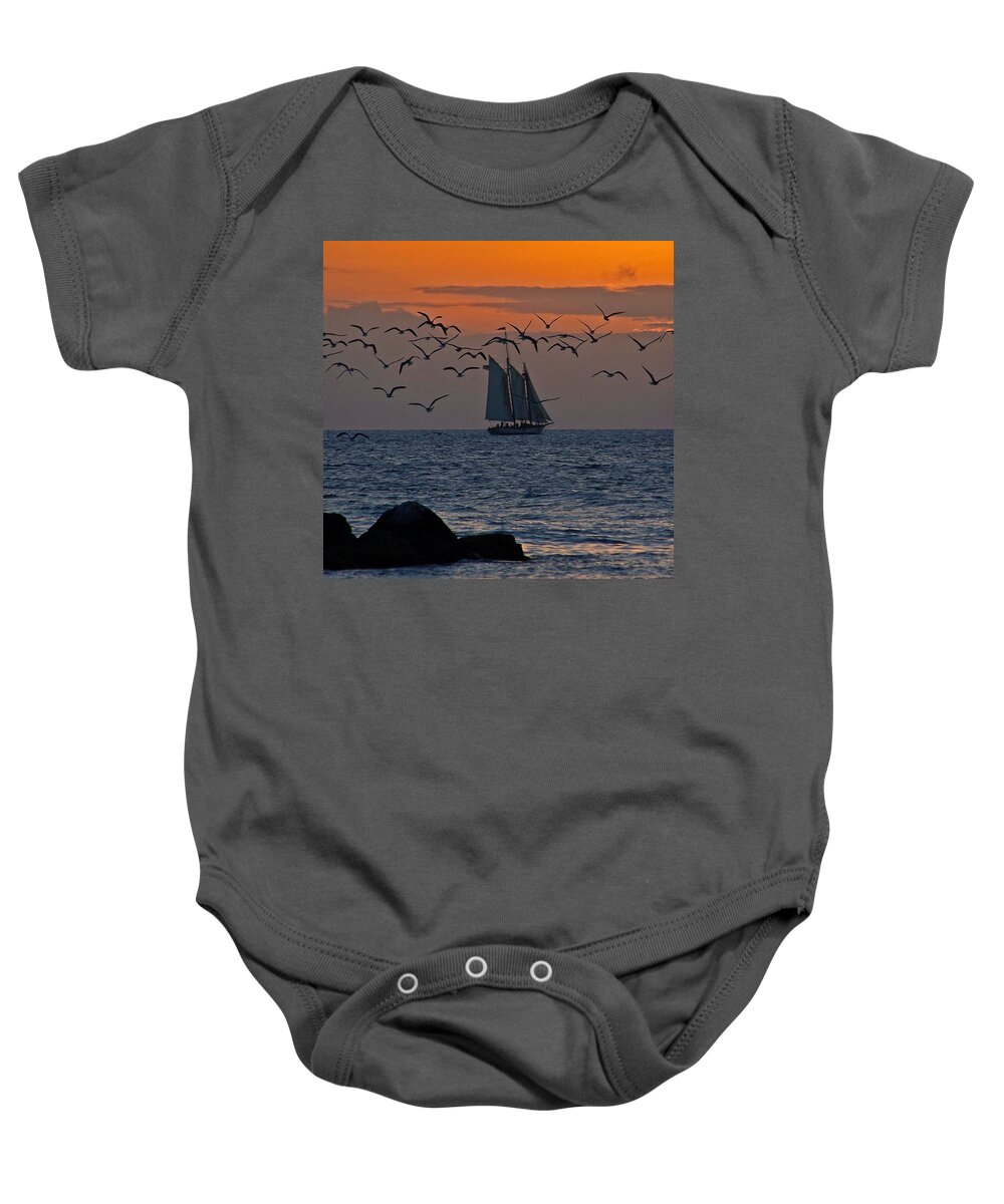 Birds Baby Onesie featuring the photograph Sailing by Jennifer Robin