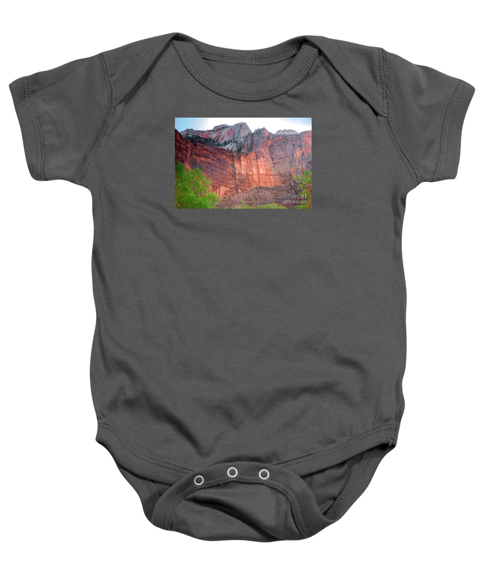 Zion National Parks Baby Onesie featuring the photograph Sandstone Wall in Zion by Robert Bales