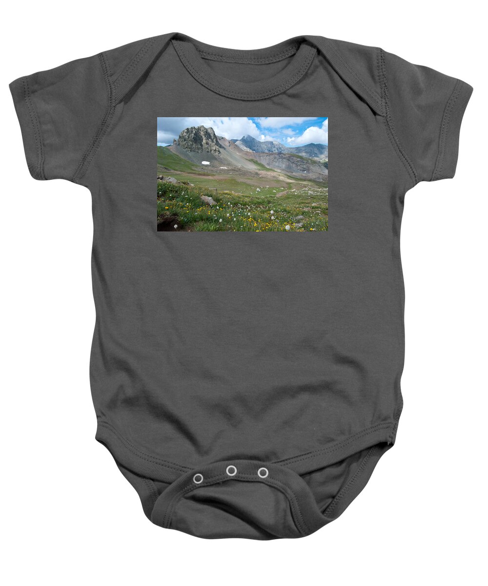 Landscape Photography Baby Onesie featuring the photograph Sangre de Cristos Meadow and Mountains by Cascade Colors