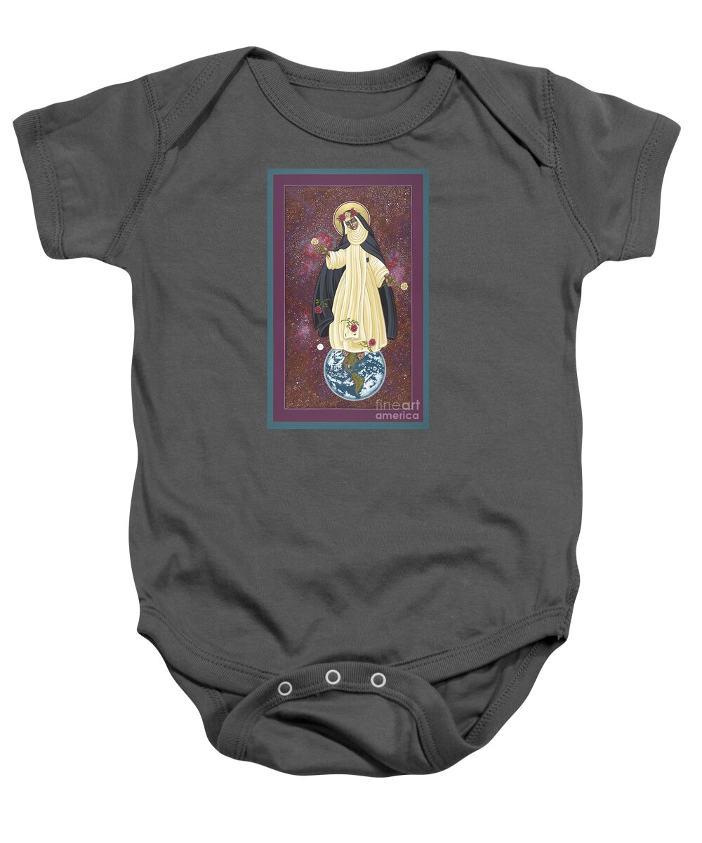 Santa Rosa Of The Cosmos Baby Onesie featuring the painting Santa Rosa Patroness of the Americas 166 by William Hart McNichols