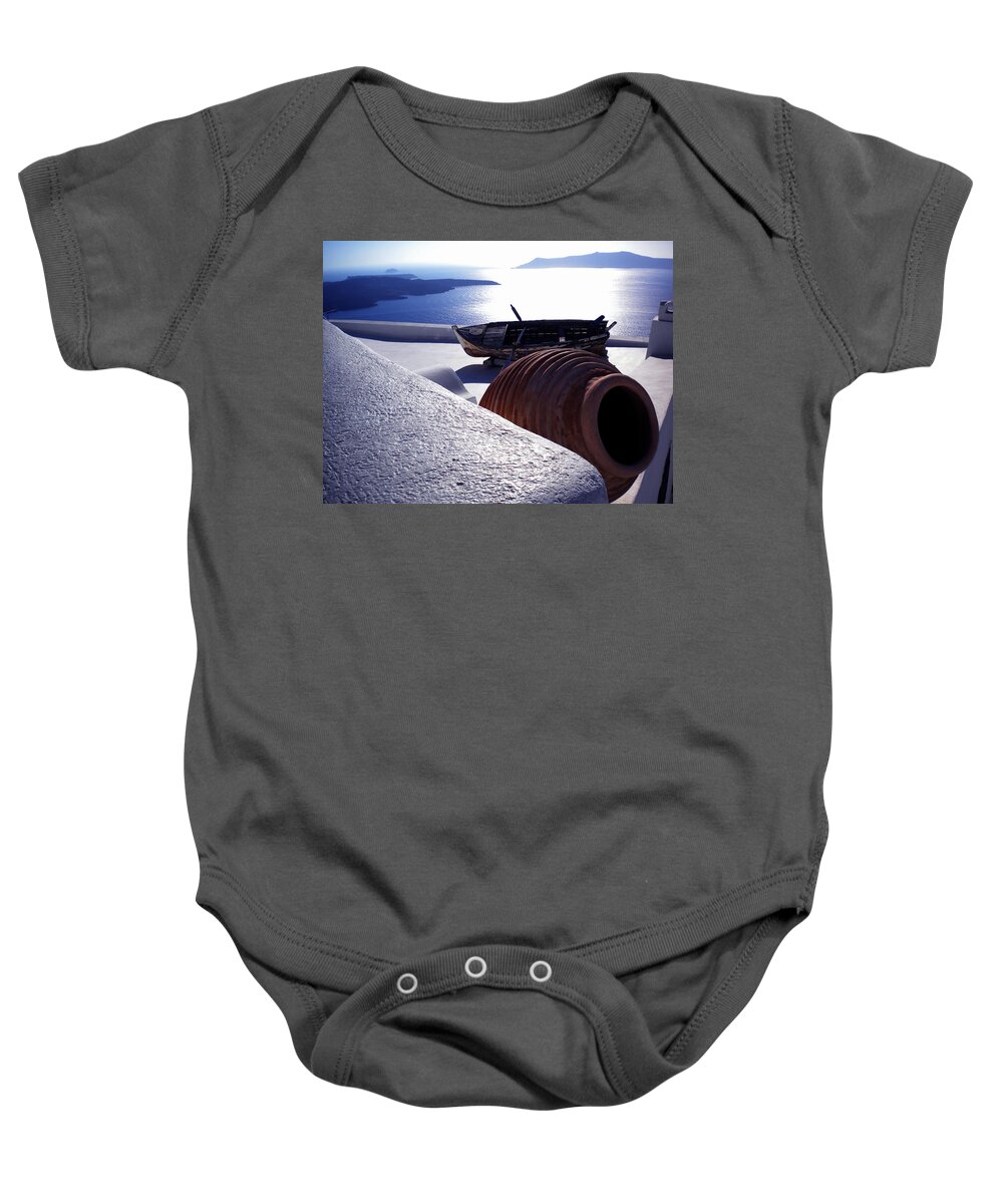 Coletteguggenheim Baby Onesie featuring the photograph Santorini Island Early Sunset View Greece by Colette V Hera Guggenheim