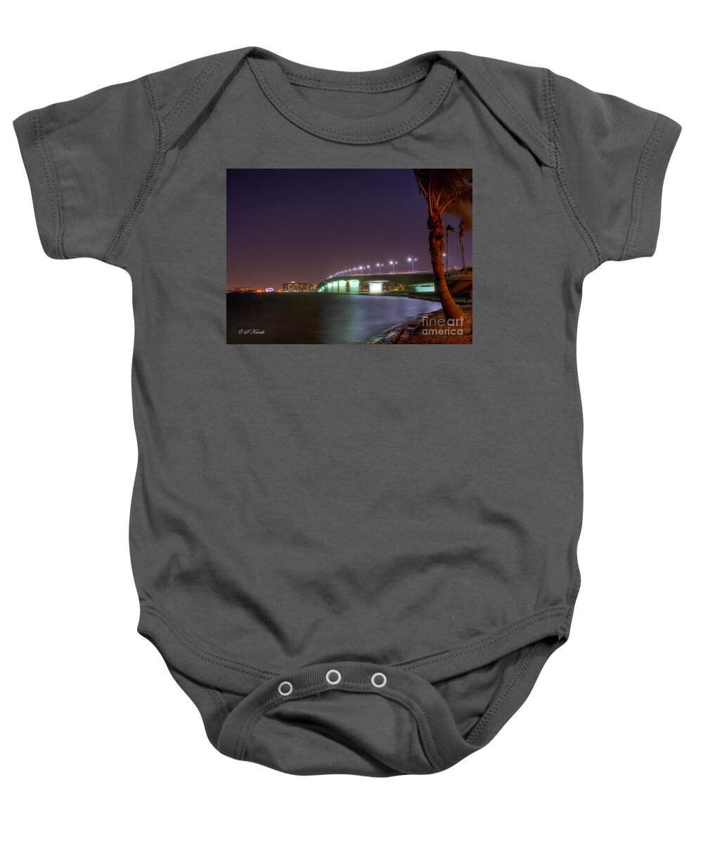 Fl Baby Onesie featuring the photograph Sarasota Skyline at Night by Sue Karski