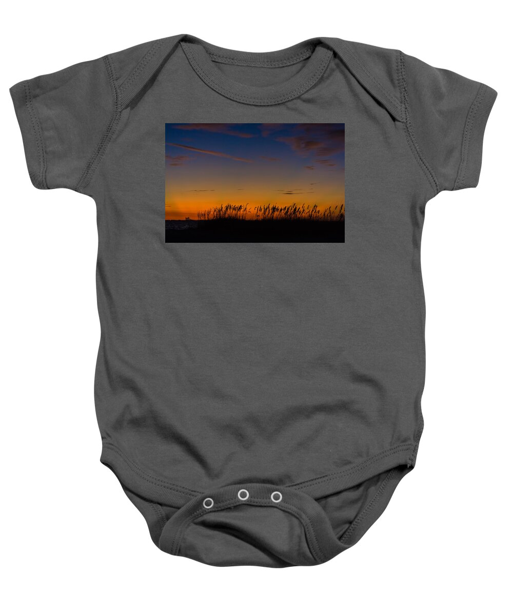 Beach Baby Onesie featuring the photograph Sea Oats at Twilight by Ed Gleichman