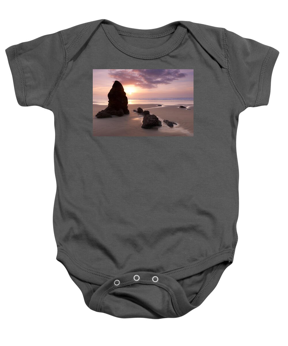 Sea Stack Baby Onesie featuring the photograph Sea Stack Sunset by Andrew Kumler