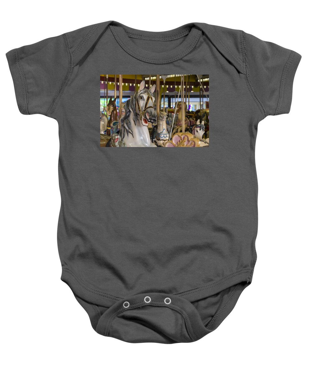 Casino Pier Carousel Baby Onesie featuring the photograph Seaside Heights Casino Carousel by Susan Candelario