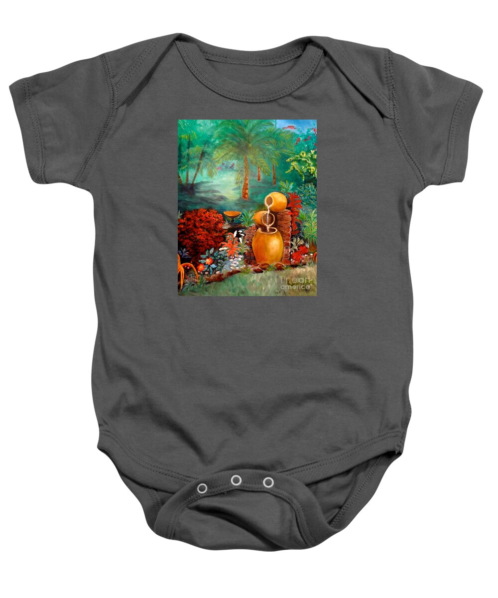 Waterfall Pots Baby Onesie featuring the painting Serenity by Jenny Lee