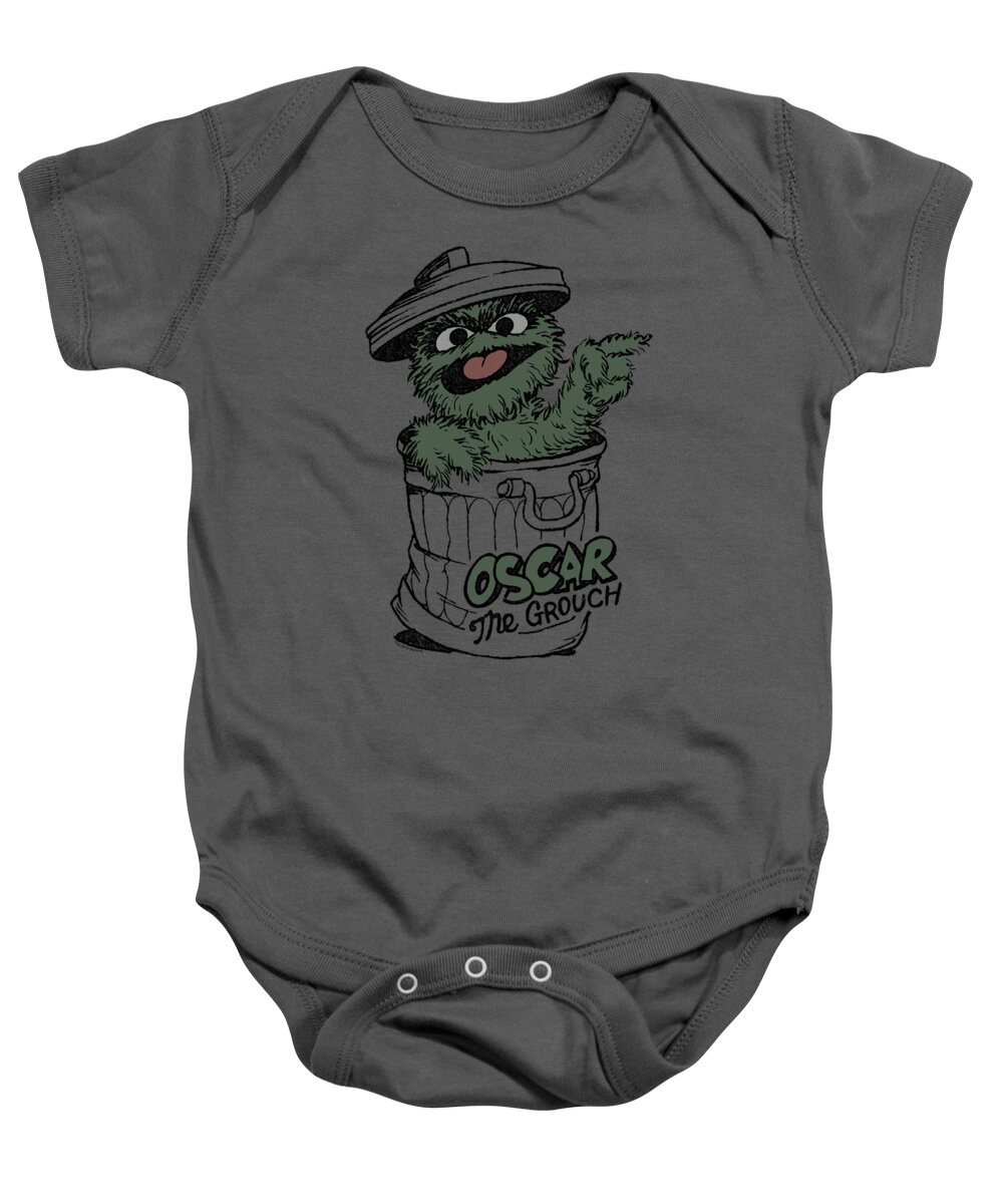  Baby Onesie featuring the digital art Sesame Street - Early Grouch by Brand A