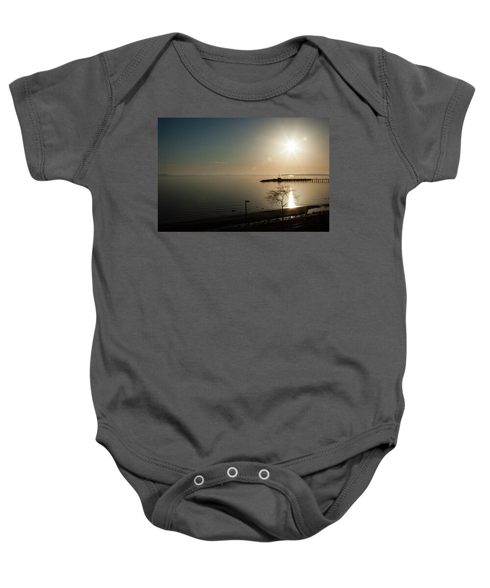 Gelateria Italia Baby Onesie featuring the photograph Setting Over the Boardwalk by Monte Arnold