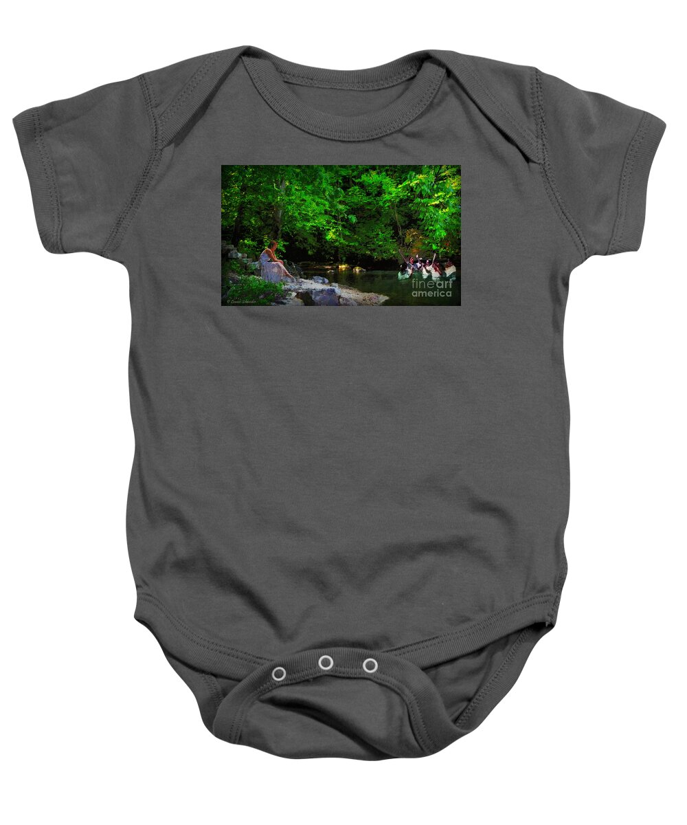 Religion Baby Onesie featuring the digital art Shall We Gather At the River by Lianne Schneider