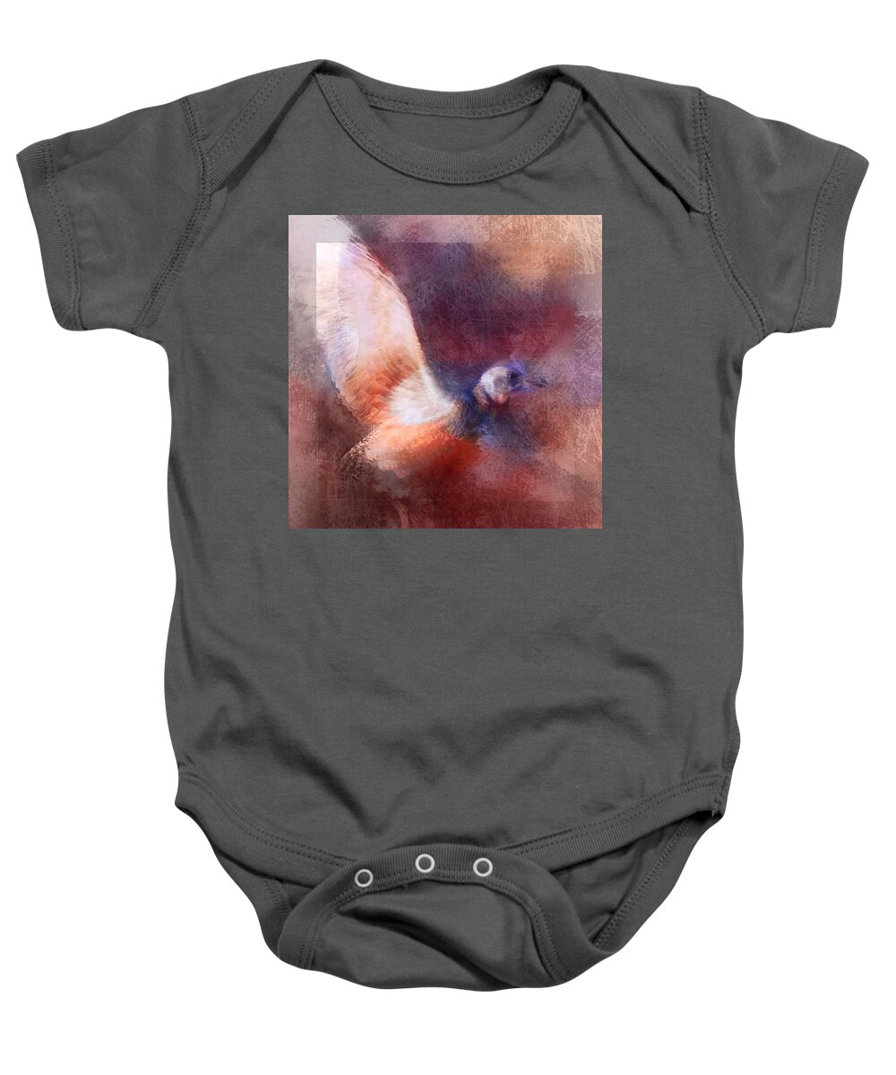 Bird Baby Onesie featuring the photograph She dreams of wind by Suzy Norris